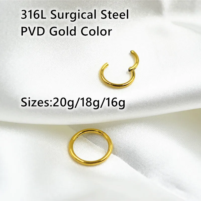 

50PCS 20g 18g 16g 316L Surgical Steel Ear Nose/Lip Hoop Ring Seamless Septum Segment Ring Clicker Cartilage Earring Daith Helix