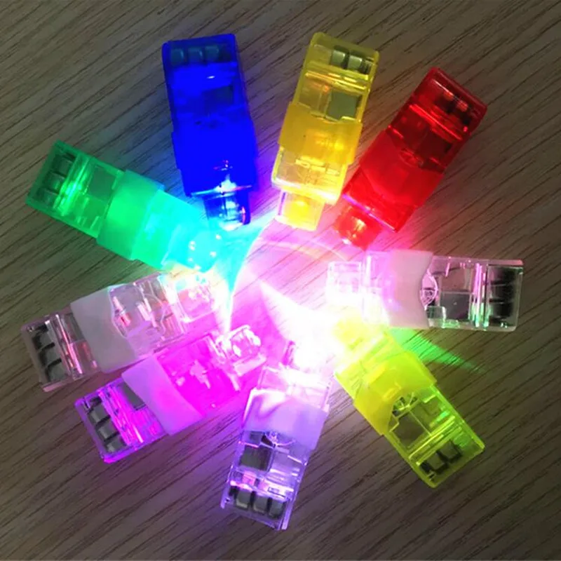 100pcs LED Laser Emitting Lamps Finger Ring Torch Light Children Adults  Toys Glow Party  Birthday Gift   Wedding Festival