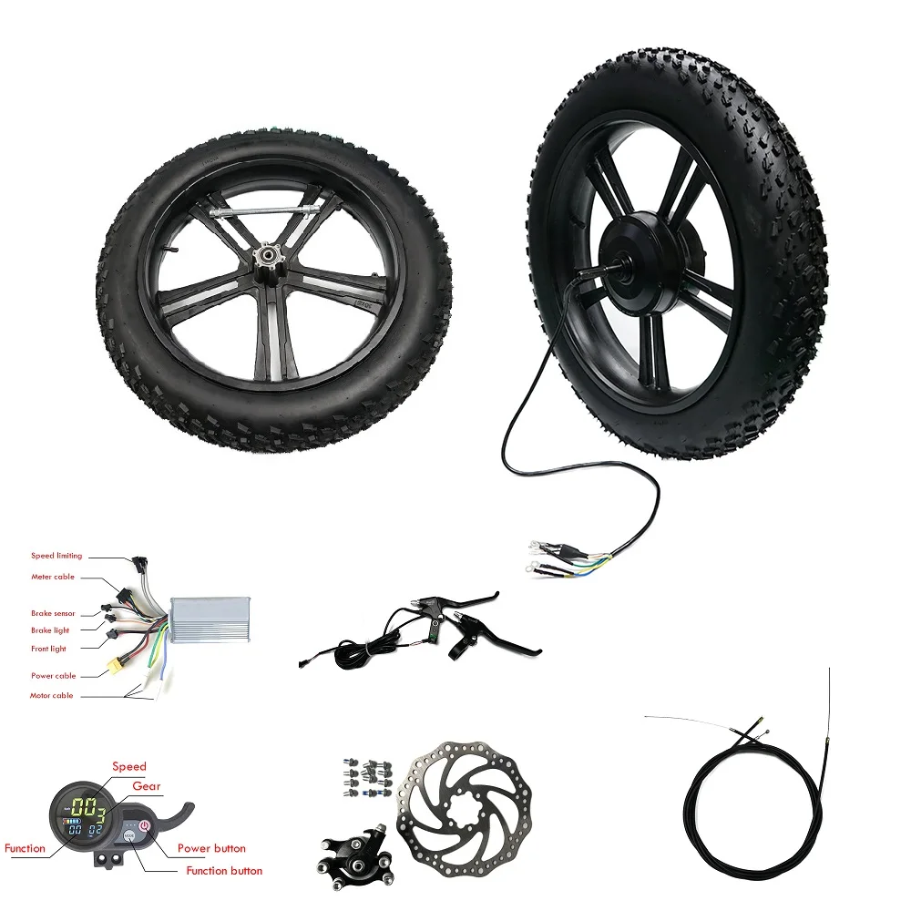 

20*4.0 Fat tyre 1500W 48V max speed 35km/h geared hub motor kits for electric bicycle e-bike