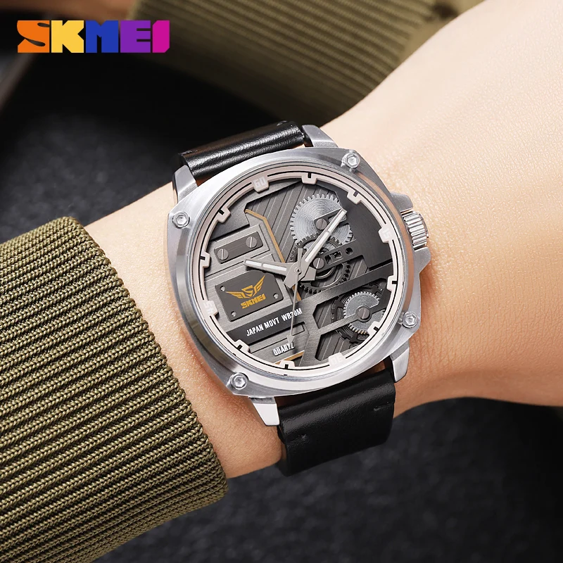 SKMEI Fashion Business Quartz Watch Leather Strap Men\'s Wristwatch 30M Waterproof Original Casual Clock