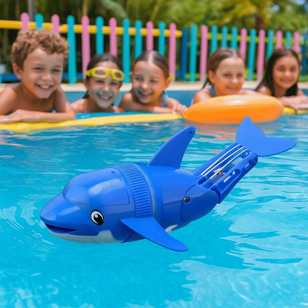 Cartoon Design Electric Dolphin Electric Powered Swinging Action Bath Rolling Motion Water Activated Water Playing Water Play