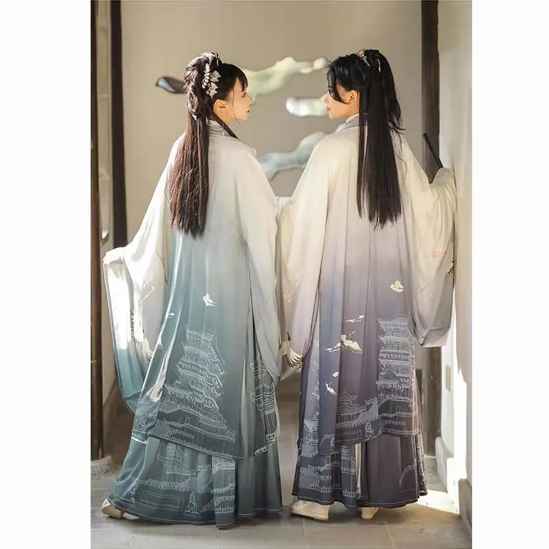 Men/Women Hanfu Chinese Ancient Traditional Blue Outfit Fantasia Couples Cosplay Costume Fancy Couple Dress for Men and Women