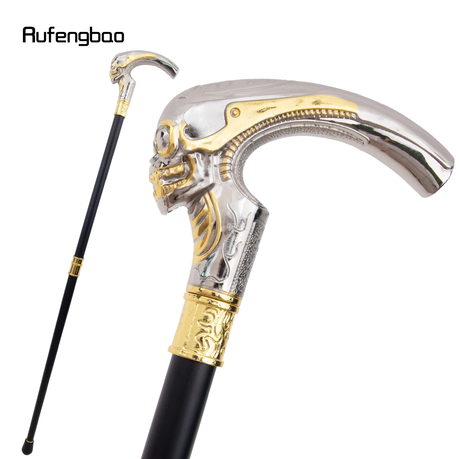 

Golden White Long Head Skull Fashion Walking Stick Decorative Cospaly Vintage Party Fashionable Cane Halloween Crosier 92cm