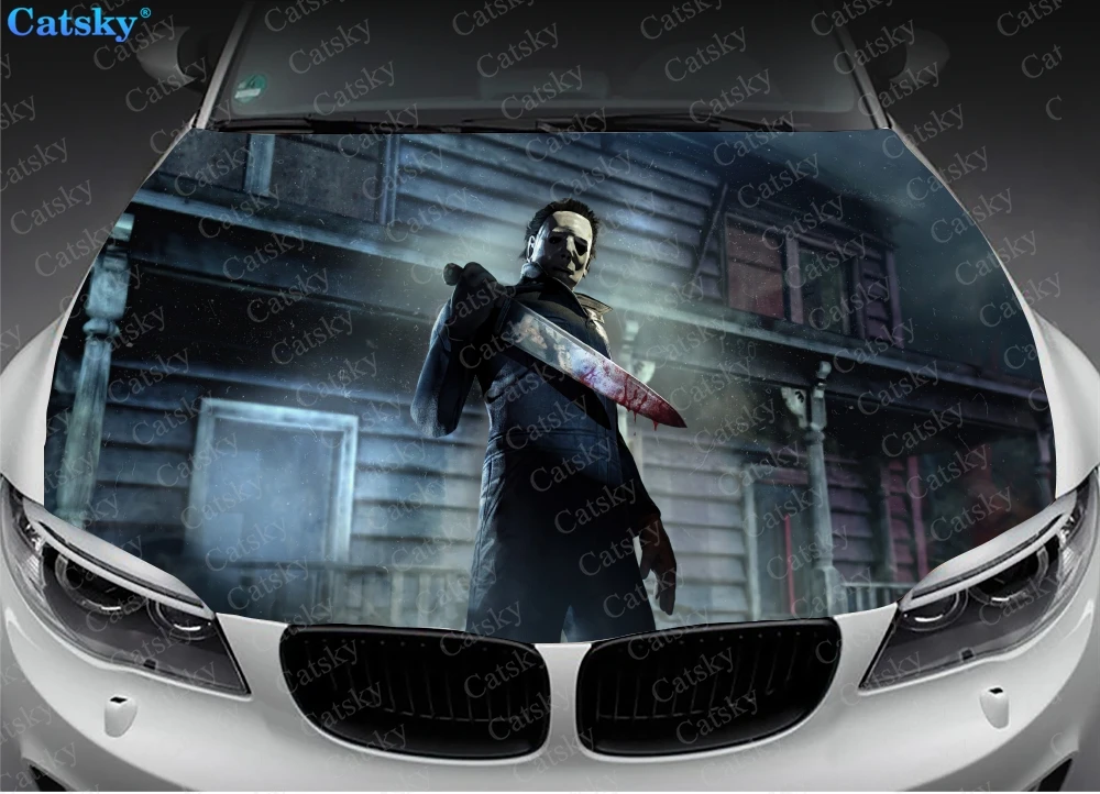 Michael Myers Design Car Hood Vinyl Stickers Wrap Vinyl Film Engine Cover Decals Sticker Car Auto Accessories