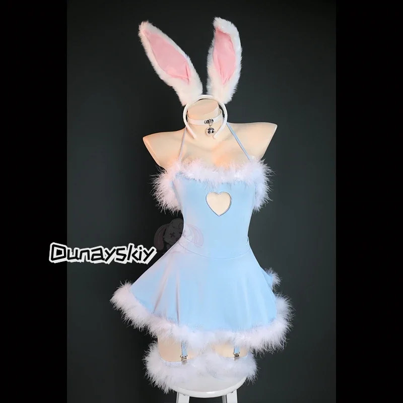 CosplayFurry Rabbit Cosplay Women's Sexy Dresses Custumes S-XL Hollow Halter Kawaii Lolita Skirt French Maid Anime Role-play Par