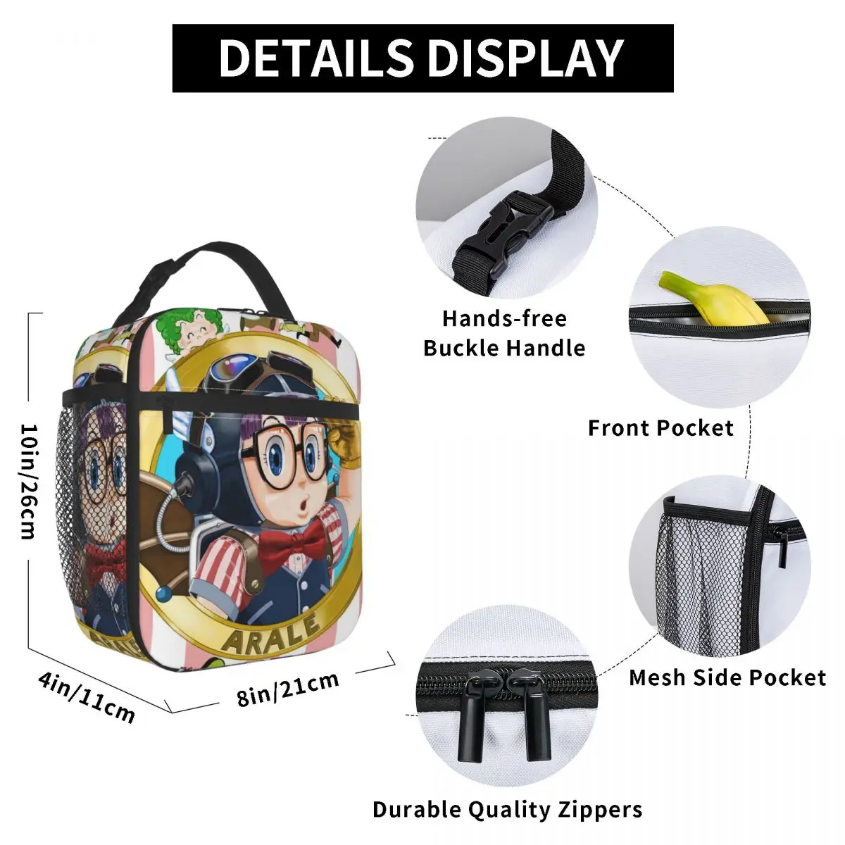 حقيبة غداء معزولة من Dr Slump Arale Anime، حاوية طعام، صندوق غداء مبرد حراري محمول للعمل