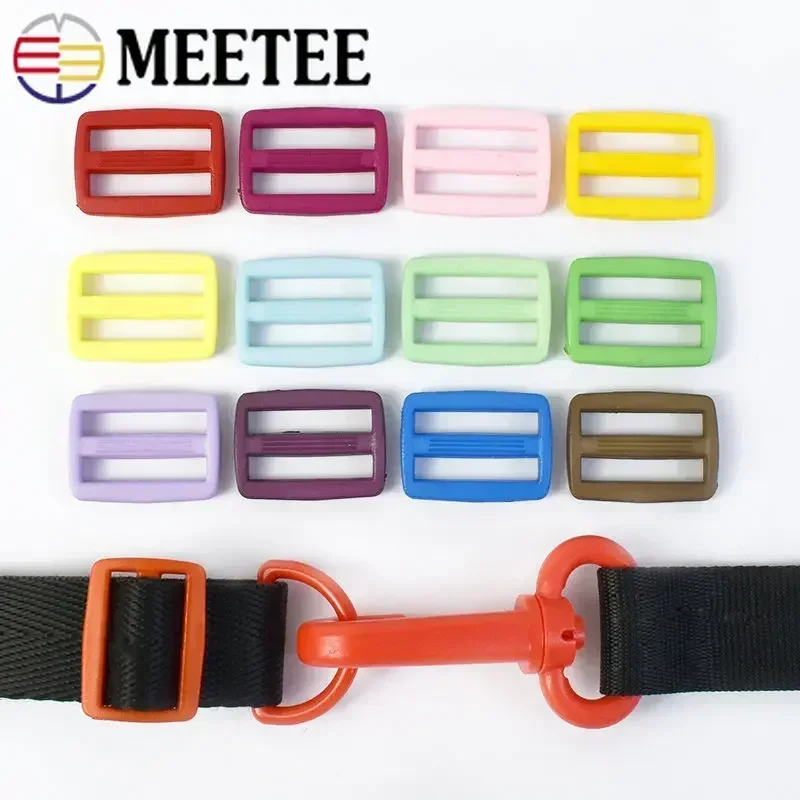 50Pcs 16-25mm Plastic Buckles For Knapsack Bag Strap Tri-Glide Slider Ring Clasp Webbing Belt Adjuster Hooks DIY Accessories