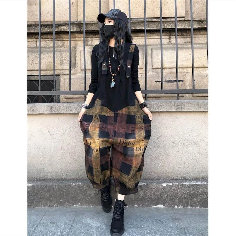 Denim Jumpsuits for Women Oversized Korean Style Harajuku Baggy Pants One Piece Outfit Women Rompers Casual Vintage Playsuits