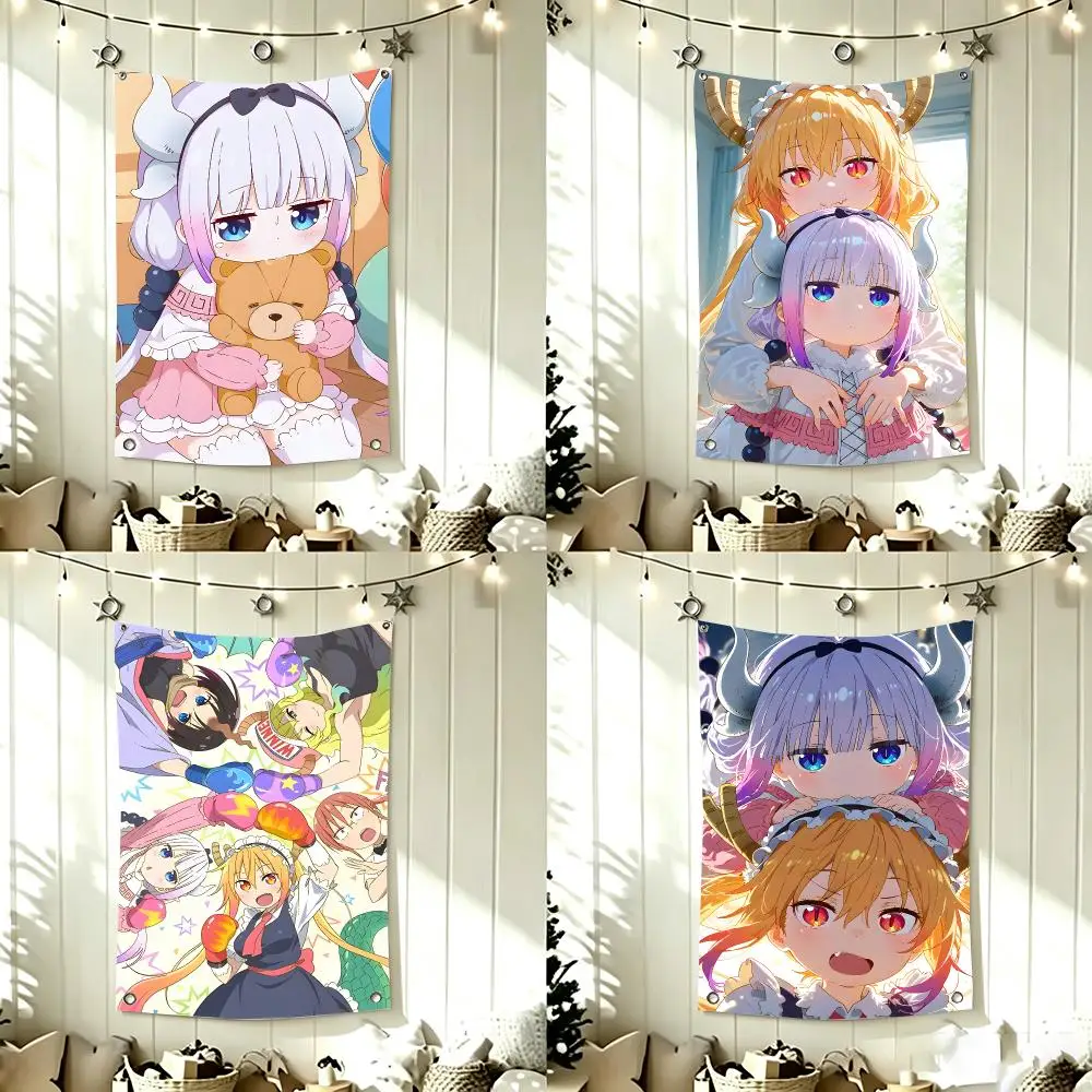 Cute Comedy Anime M-Miss Kobayashis Dragon Maid Flags Home Decor Wall Hanging Vertical Flags Indoor Outdoor