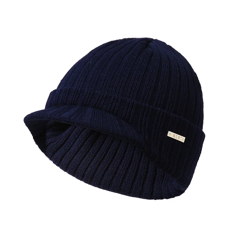 Unisex Stripe Knitting Peaked Cap, chapéu masculino e feminino, viseiras suaves e quentes, monocromática, casual, esporte, esqui, moda, outono,