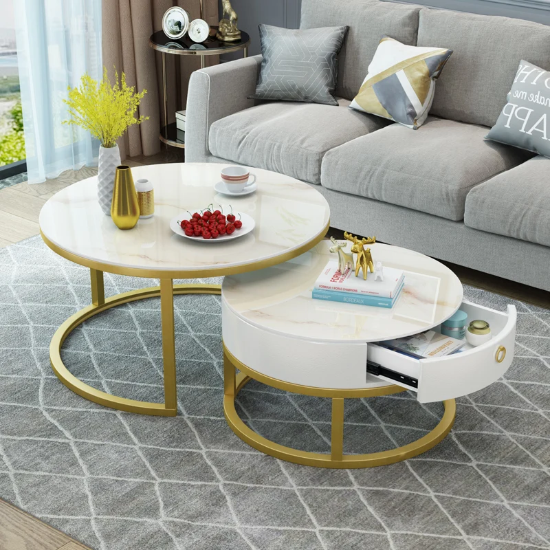 

Luxury Nordic coffee table marble living room home creative glass round simple modern.