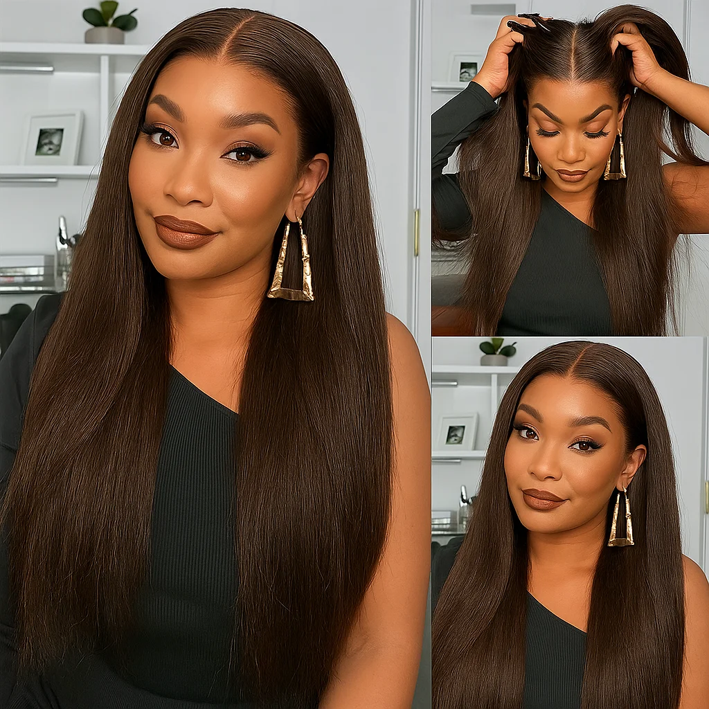 براون غريب مستقيم 13x6 الدانتيل الجبهة باروكة من شعر طبيعي HD قبل قطع شعر مستعار غلويليس للمبتدئين قبل قطعها شعري للنساء السود