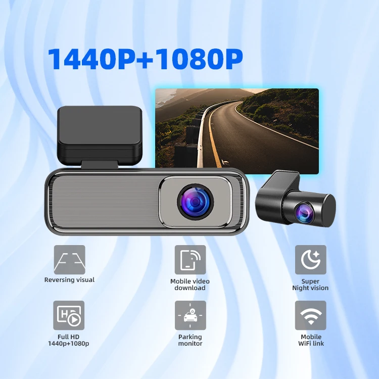 Wide angle 135 ° + 110 ° instrument panel camera 2K + 1080p dual lens car black box, advanced agent IPS screen