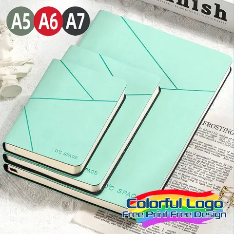 1 Pcs A5/A6/A7 Multi-size Free Design Custom Logo Color Printing Candy Color Notebook Leather Texture Diary Custom Notebook
