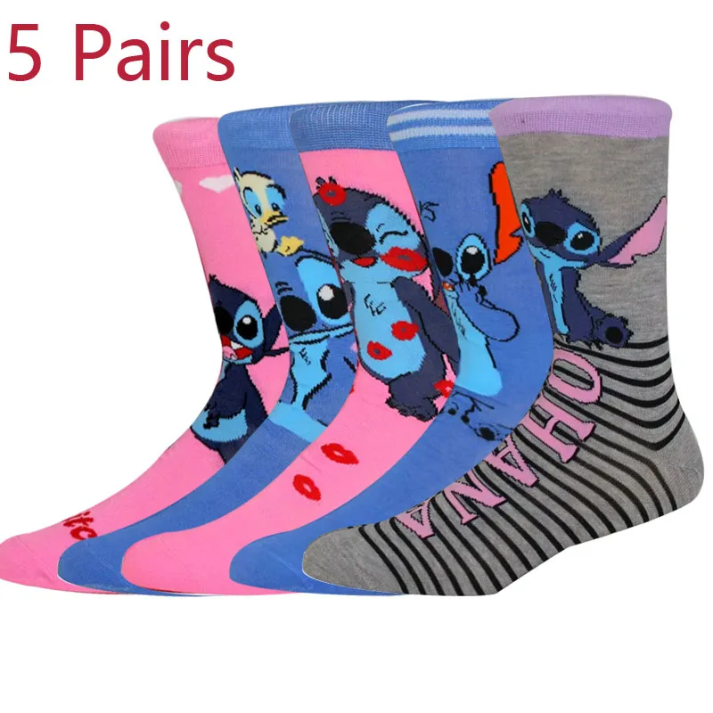 

5 пар новых мужских носков в стиле аниме, женские длинные носки с героями мультфильмов, милые носки Kawaii, новые женские носки, забавные носки Happy, размер 36-44