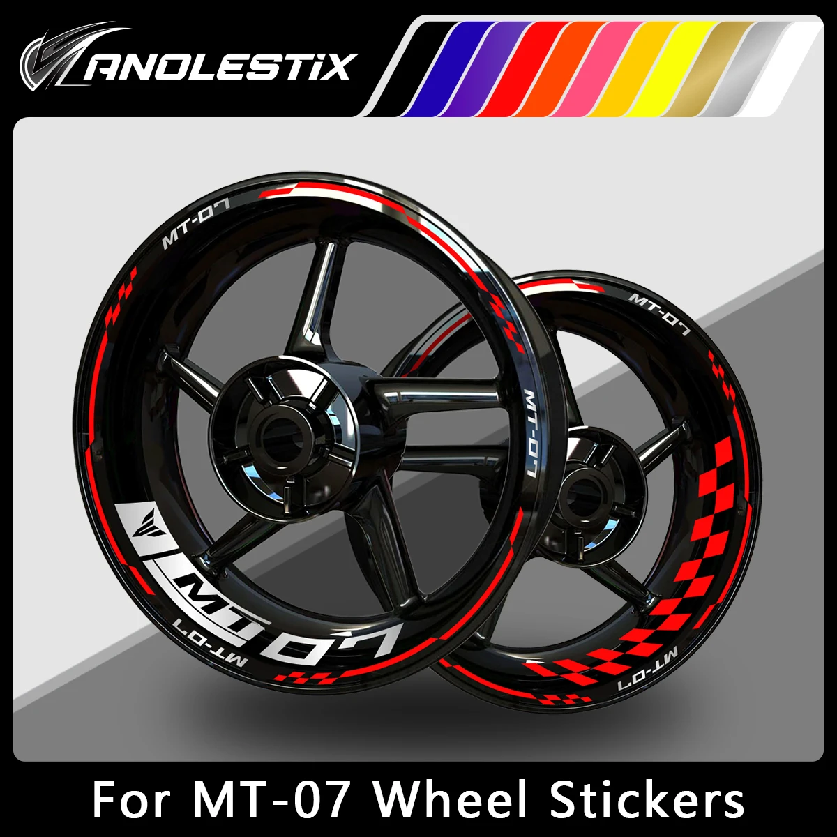 

AnoleStix Reflective Motorcycle Wheel Sticker Hub Decal Rim Stripe Tape For YAMAHA MT-07 MT07