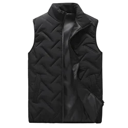 2022 Autumn Winter New Men Cotton Vest Jacket Solid Color Sleeveless Down Waistcoat Jacket Male Casual Vest Coat Plus Size 5XL