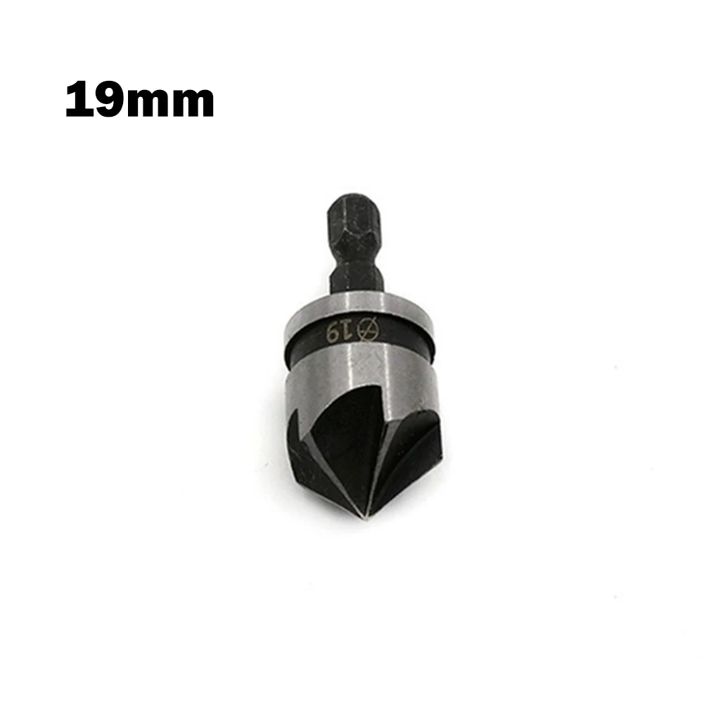 Chamfer 12 16 19mm 5 Flute Cutter Countersink Drill Bits Woodworking Drilling For Wood Hexagon Power Tools Countersink Drill Bit