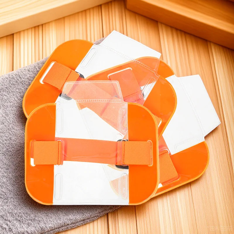 

3pcs Id Badge Holders Adjustable Nylon Pvc Armband For Workers Security Card Protective Cover Name Tag Holder Office Airport Use