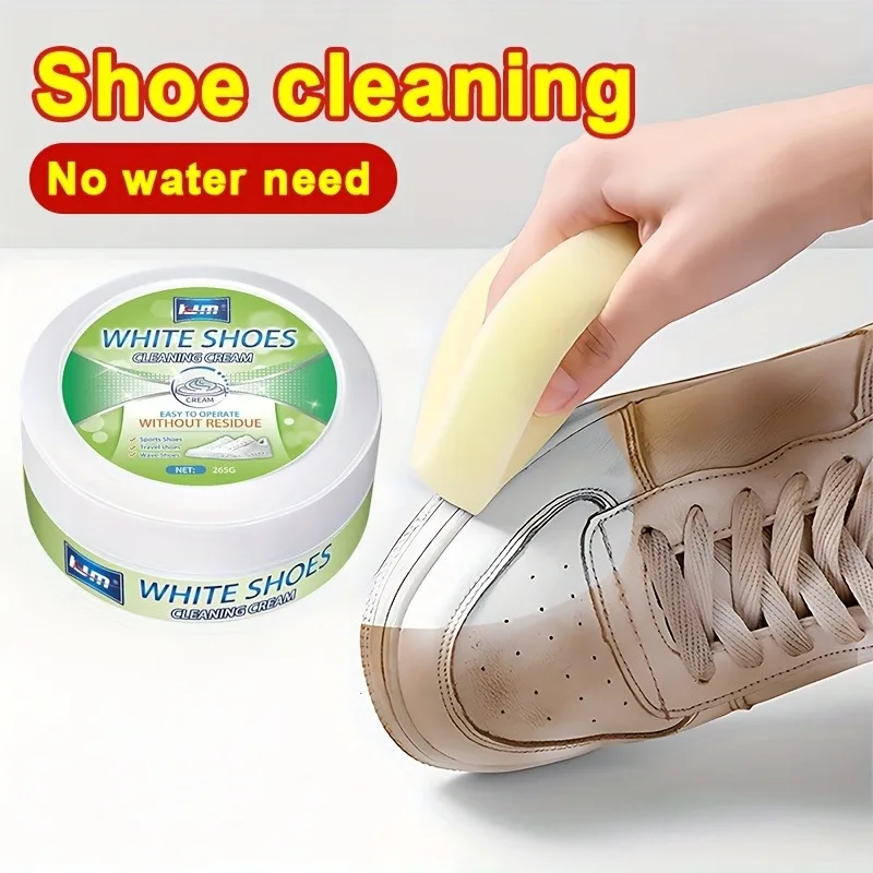 KJM 265g White Shoe Cleaning Cream: Removes Yellowing/Oxidation – Whitens Sneakers/Canvas/Leather Shoes, Waterless & Portable