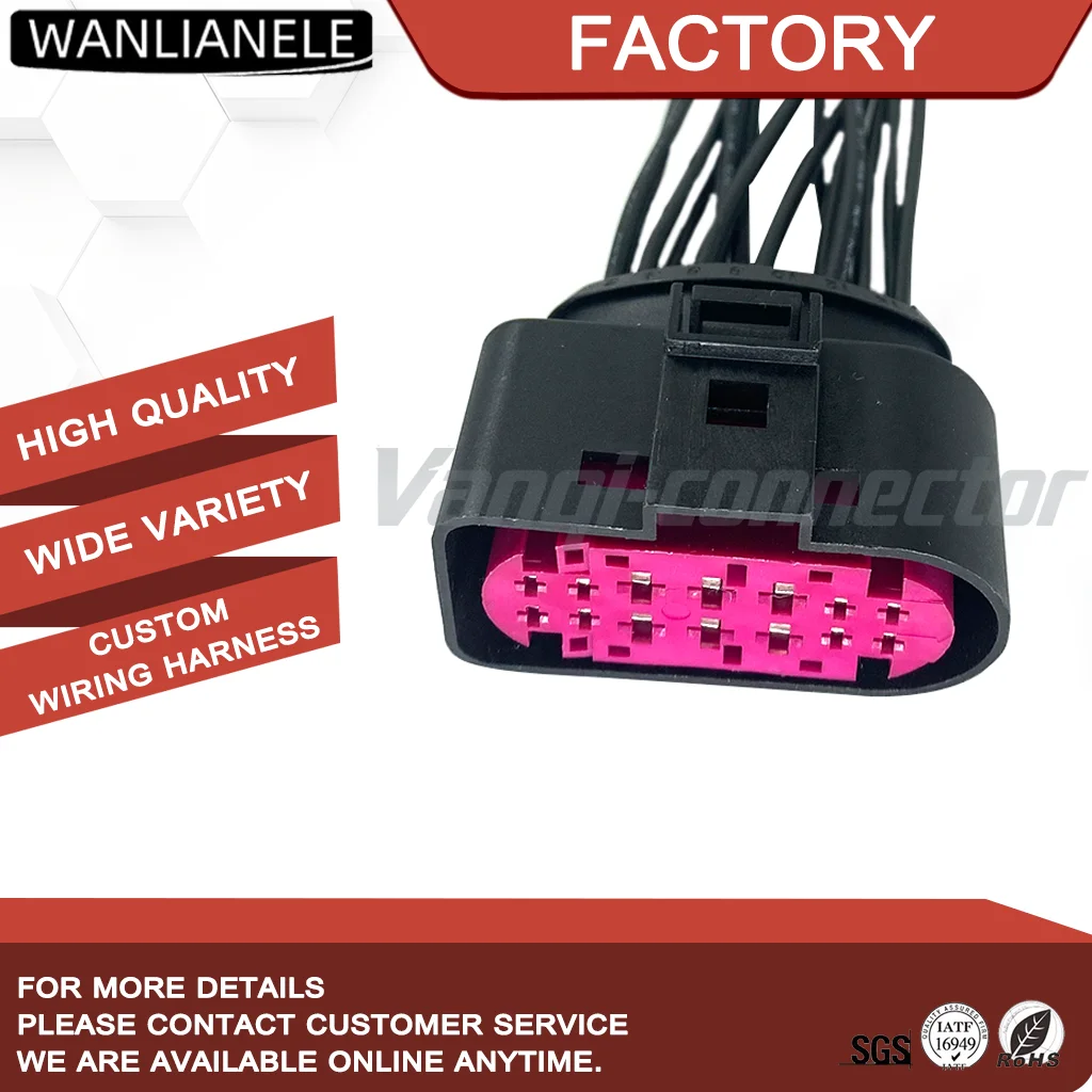 50Set 14Pin Headlight Connector 1J0973737  1719105-1 Female Socket Waterproof 20A For VW Audi Skoda Lamp With 15cm Wires