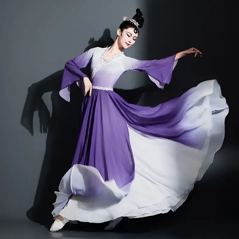 Classical Dance Performance Costume Elegant Dance Dress New Chinese Hanfu Repertoire Dress Performance Costume Umbrella Dance