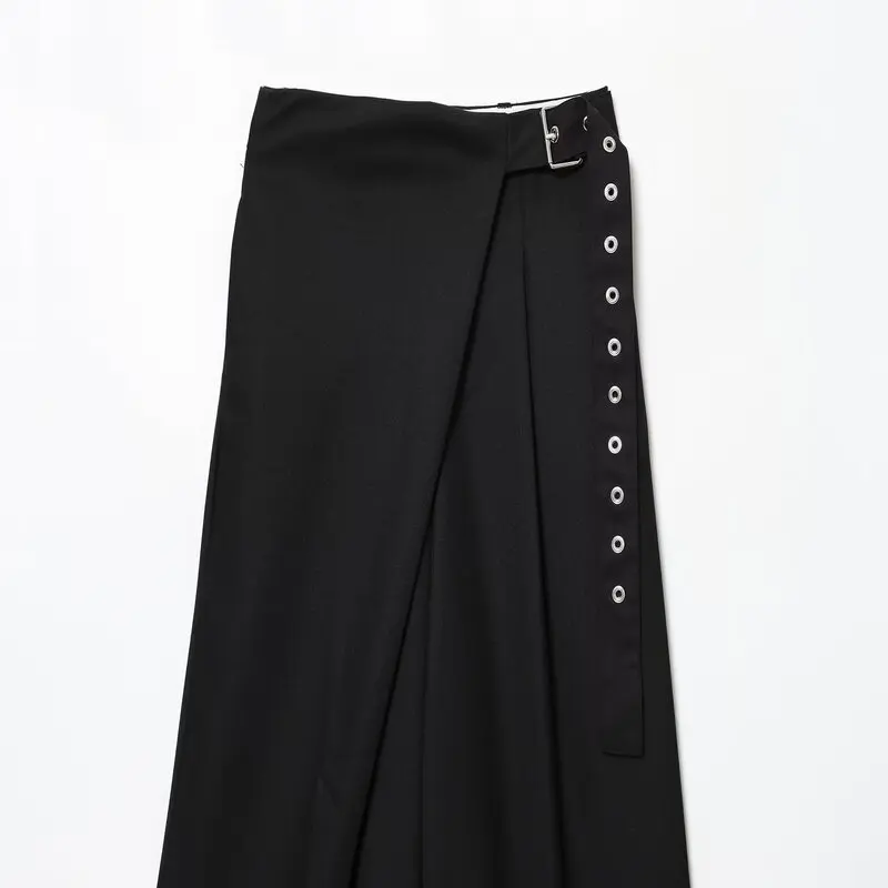 Spodnie damskie z szerokimi nogawkami, z mieszanki materiałów, z wysokim stanem, w stylu casual, nowość na jesień, różne materiały.