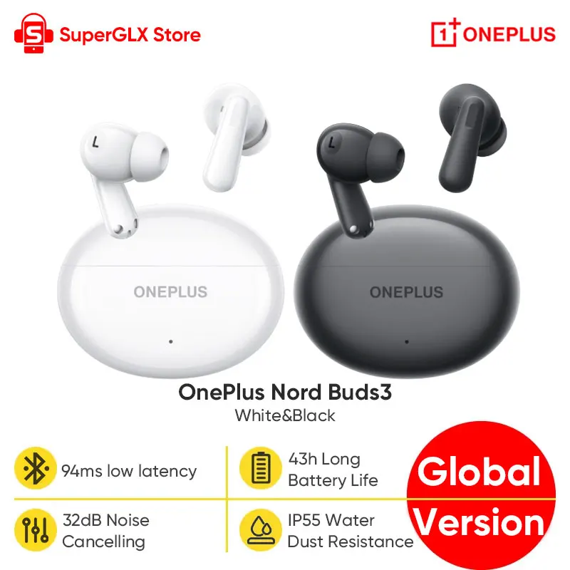 

Original OnePlus Nord Buds 3 Bluetooth Earphone 32dB Active Noise Canceling 43h Battery Life BassWave 2.0 Google Fast Pair