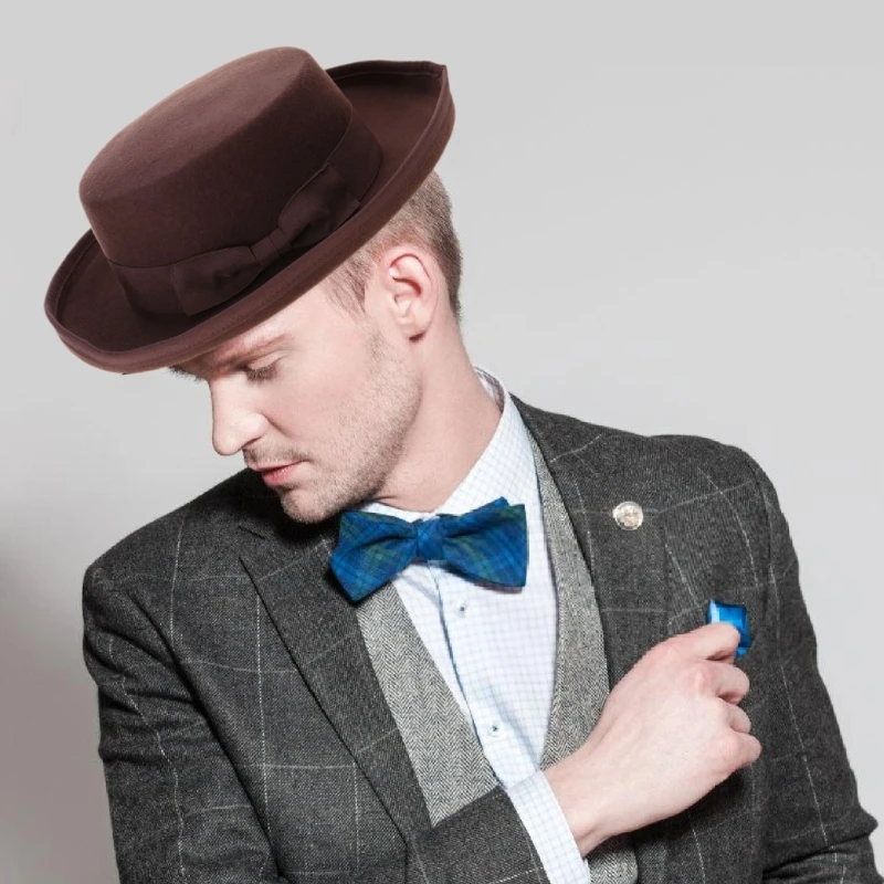 Wool Fedoras Top Hat Short Brimmed Dress Up Top Hat Surprise Gift for Boyfriend Father Uncle Casual Hat