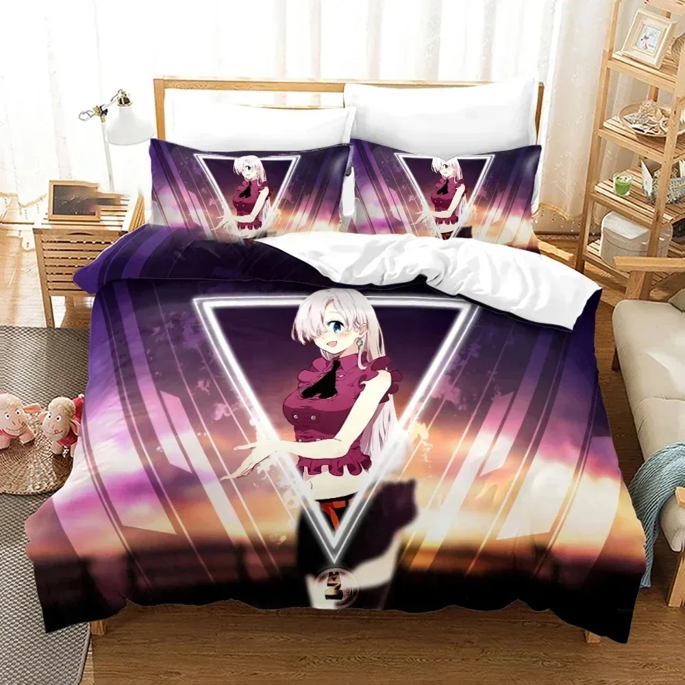 3PCS Single-sided Anime Meliodas  printed Bedding Sets Printed Duvet Cover Bedding Set Comfortable Breathable Comforter Bed Set