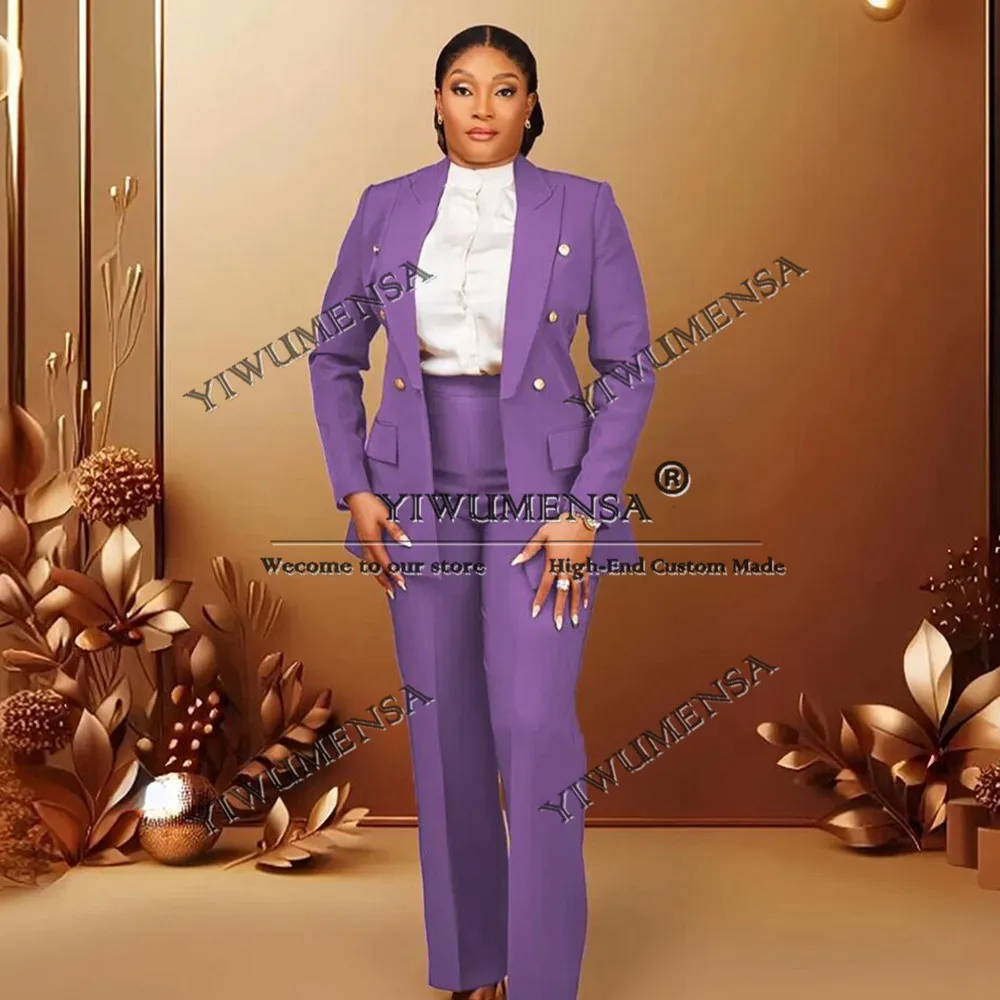 Pantaloni da donna marroni solidi adatti pantaloni giacca monopetto 2 pezzi abiti per la madre della sposa abbigliamento da matrimonio femminile personalizzato