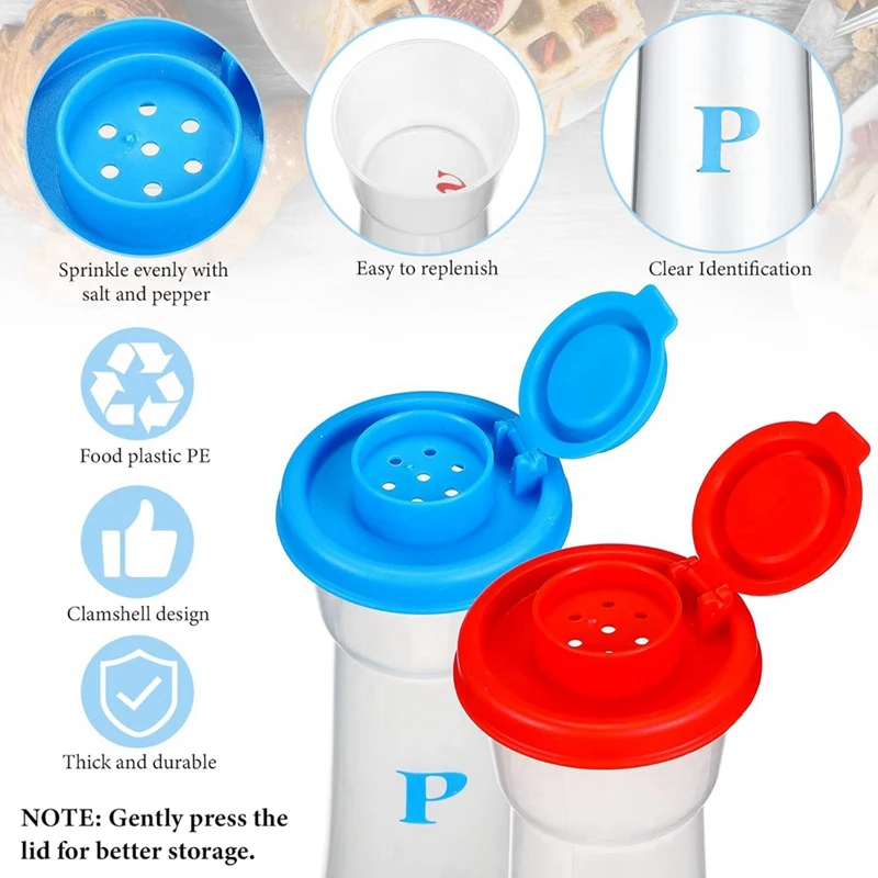 Plastic Salt and Pepper Shakers with Lids Large Hourglass Covered Moisture Proof Salt Shaker Pepper Container 2pack