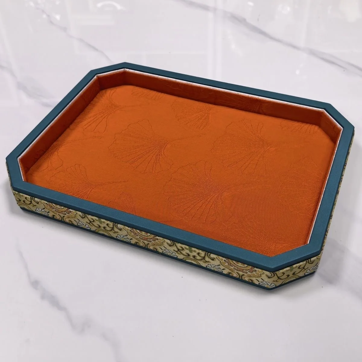Imperial China-Chic Brocade Jewelry Tray, Hand String & Bangle Appraisal Plate, Luxury Velvet Storage for Counter