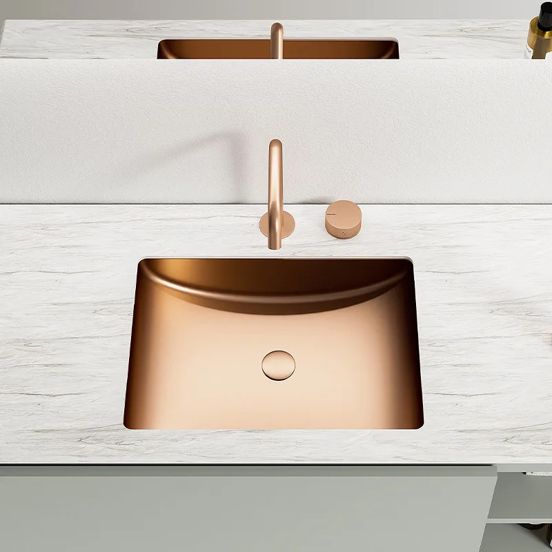 Luxury 530*380*122mm Rose Gold SUS304 Stainless steel Bathroom sink High Quality Wash basin Washbowl Modern Lavabo undercounter