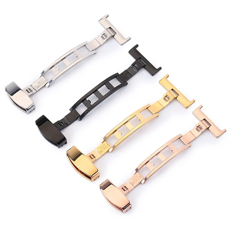 Watch Fold Buckle Double Click Butterfly Watchband Push Clasp 16/18/20/22mm Button Deployment Clasp Buckles Watch Accessories