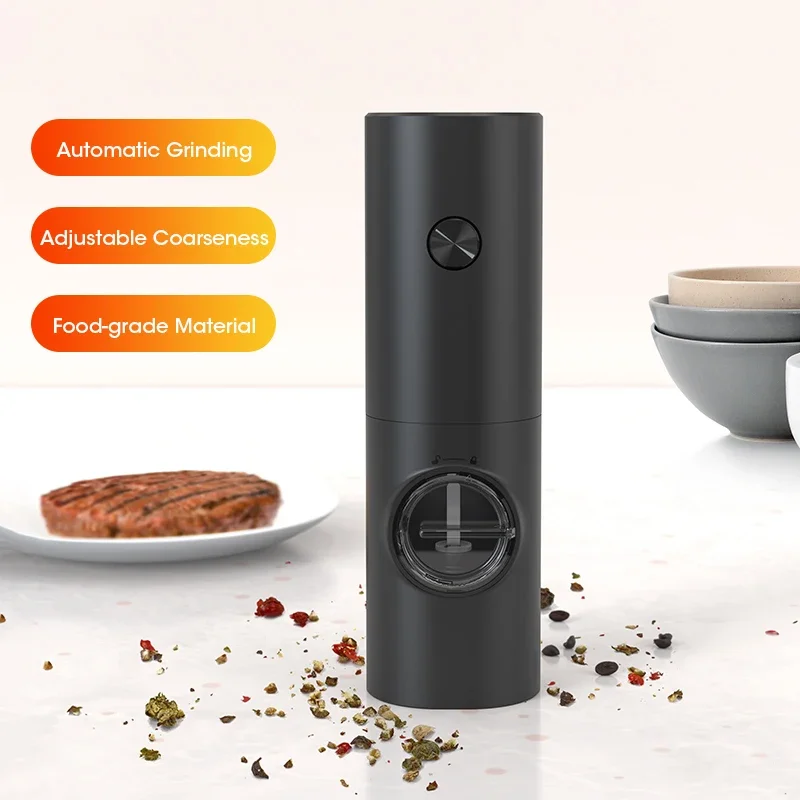 Electric Salt And Pepper Grinder With Adjustable Coarseness Refillable Mill Battery Powered Kitchen Automatic Gadget Grinder