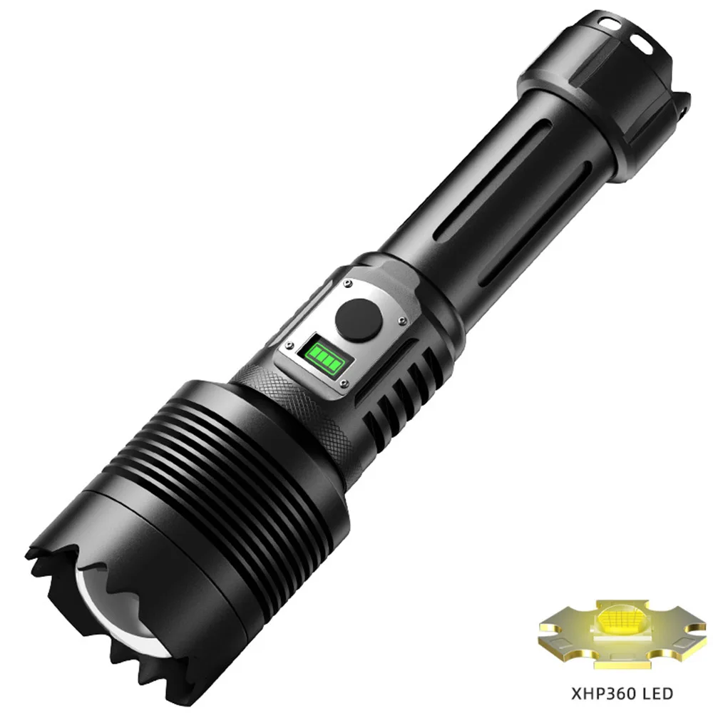 COBA High Power LED Flashlight Rechargeable Torch Tactical Lantern XHP360 Zoom Flashlight With USB Charging Outdoor Hand Light