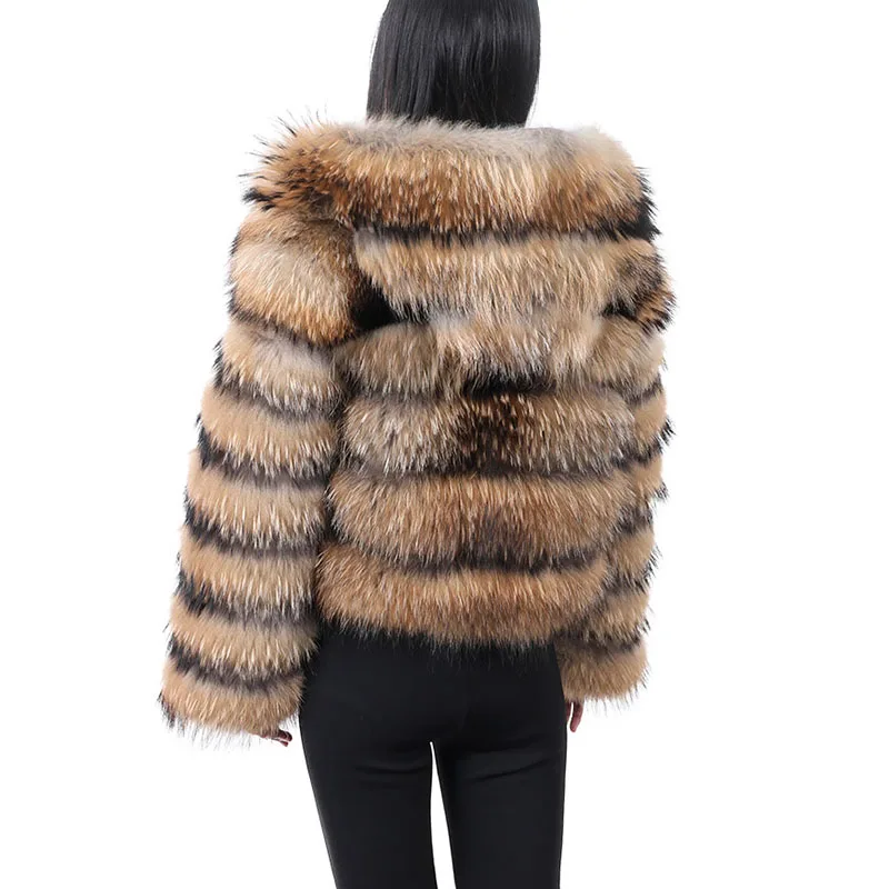 MAOMAOKONG NEW Real fur coat jackets Women's winter coats natural raccoon hooded Female clothing