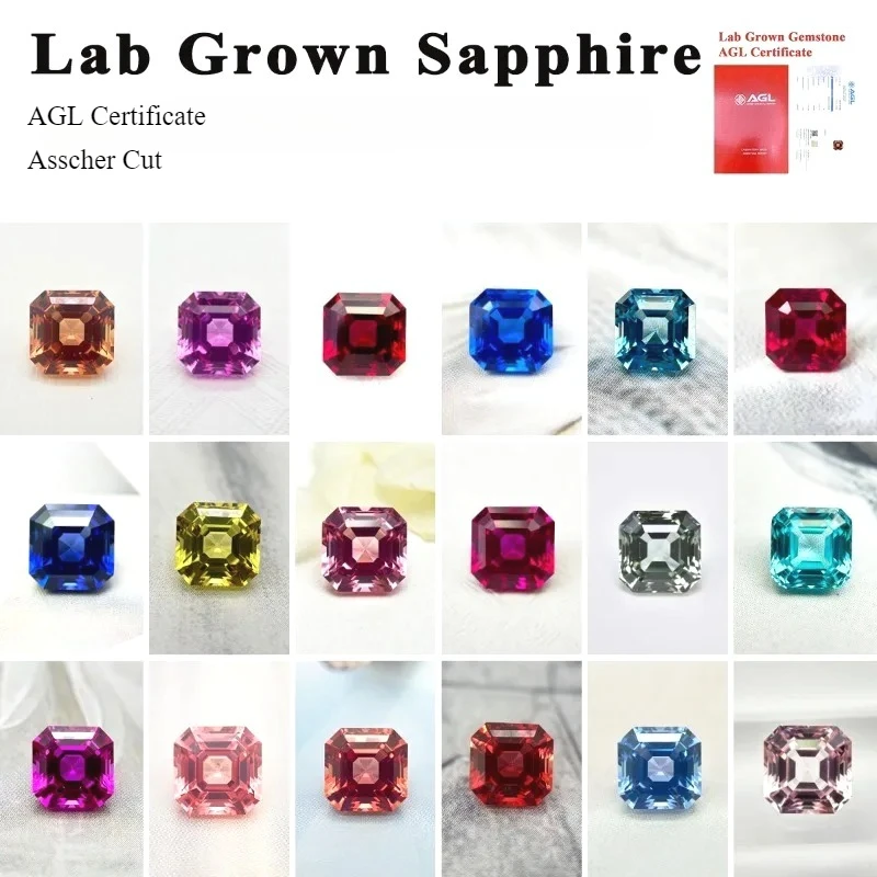 

Выращен в лаборатории сапфир Asscher Cut, несколько цветов, основные материалы, производство ювелирных изделий своими руками, сертификат AGL на выбор