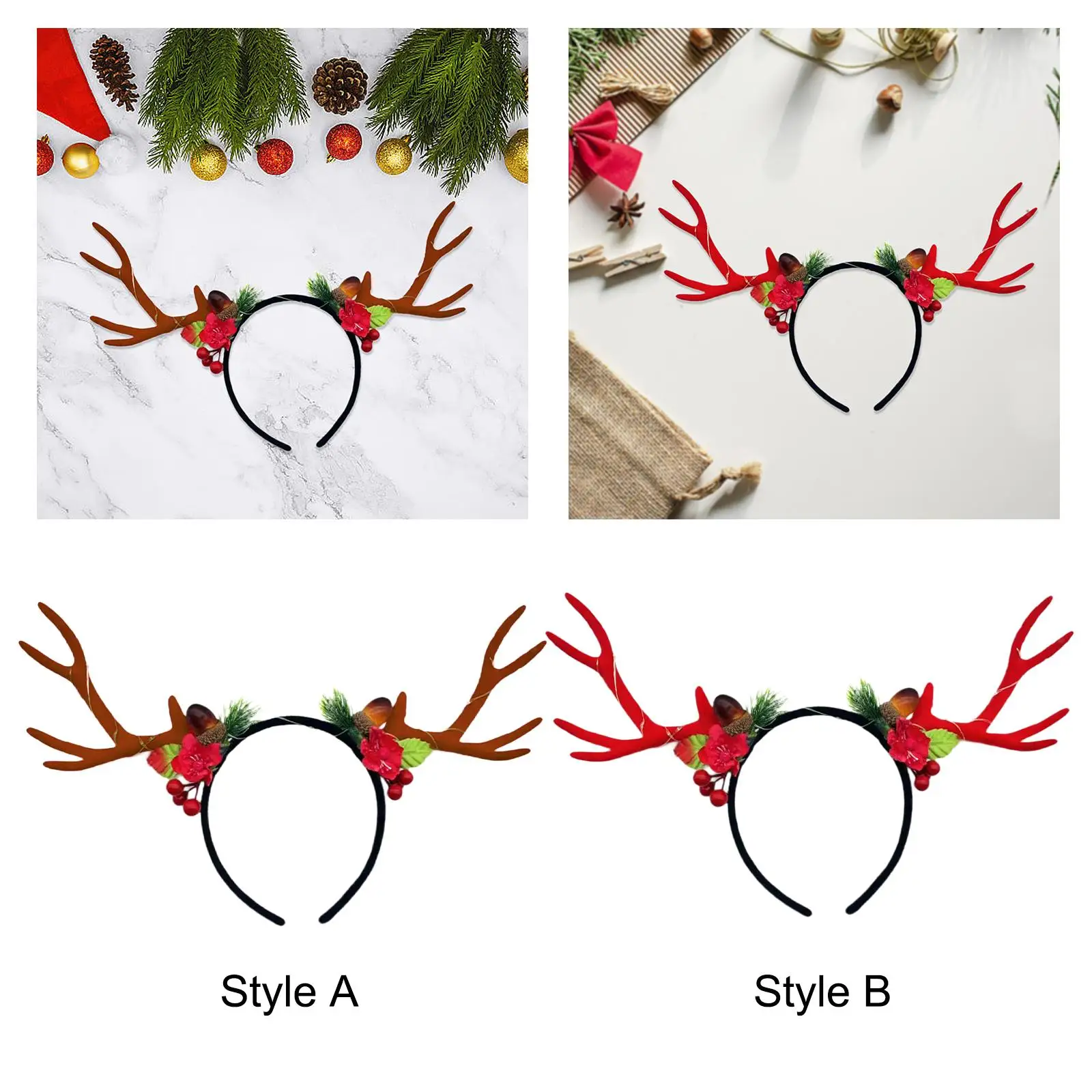 

Рождественская повязка на голову, обруч для волос с оленями, рождественский костюм, головной убор для женщин и девочек