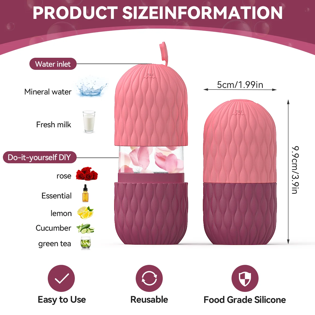 Ice Face Roller, แม่พิมพ์ซิลิโคนแบบใช้ซ้ําได้นวดหน้า Eye Facial Beauty Skin Care เครื่องมือใช้น้ําแข็งสําหรับรูขุมขนหดตัว