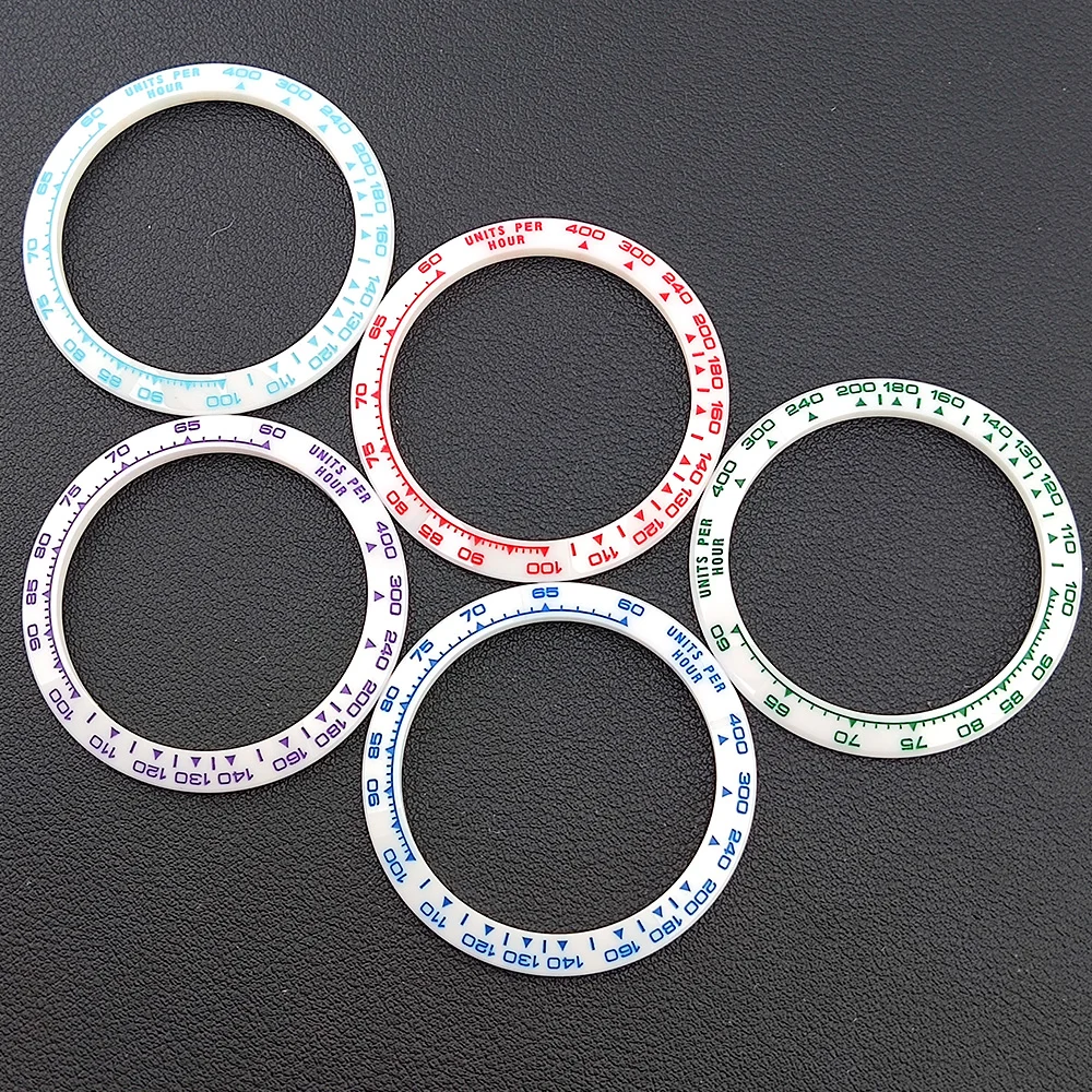 39.3mm*31.5mm white Ceramic bezel Watch replacement parts Module Sloped watch bezel for chronograph watch case watch ring