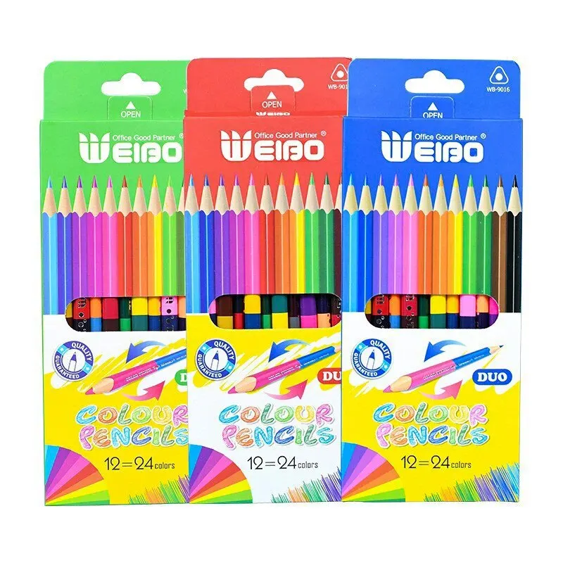 Creative 24-color Two-headed Color Crayon Set Wooden Hand-painted CHILDREN'S School Supplies Set