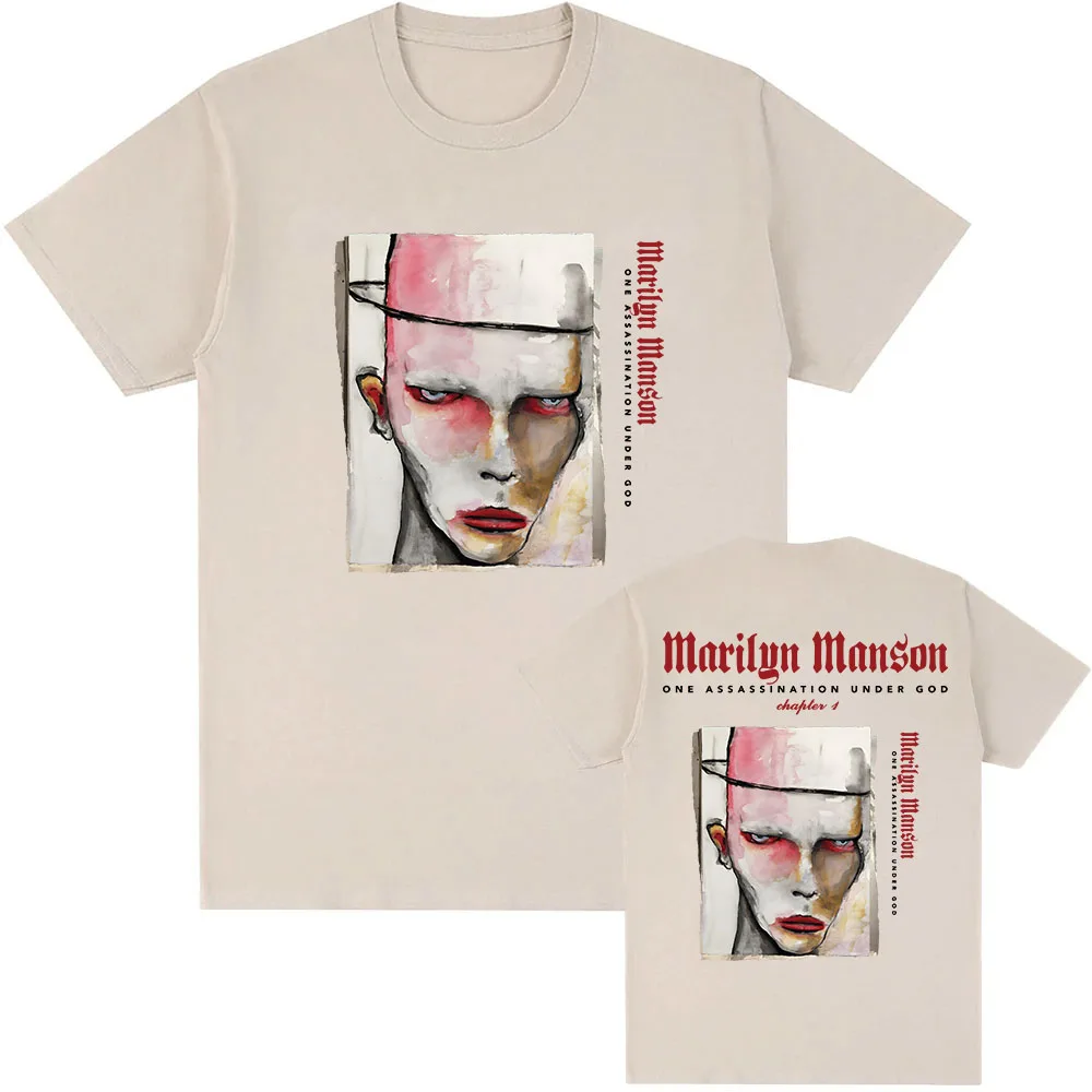 Marilyn Manson One Assassination Under God Charter 1 T-shirt 2025 European Tour Printing Tshirts Cotton Tees Short Sleeve Shirt