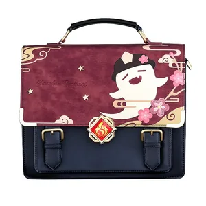 Gen -Impact Game Cosplay -Umhängetasche, Wanderer Xiao Theme -Tasche, PU Studentenschule Campus, Metal Rucksack Eye of God, Geschenk 6 Hauptverkäufe Xiao Rucksack - №4