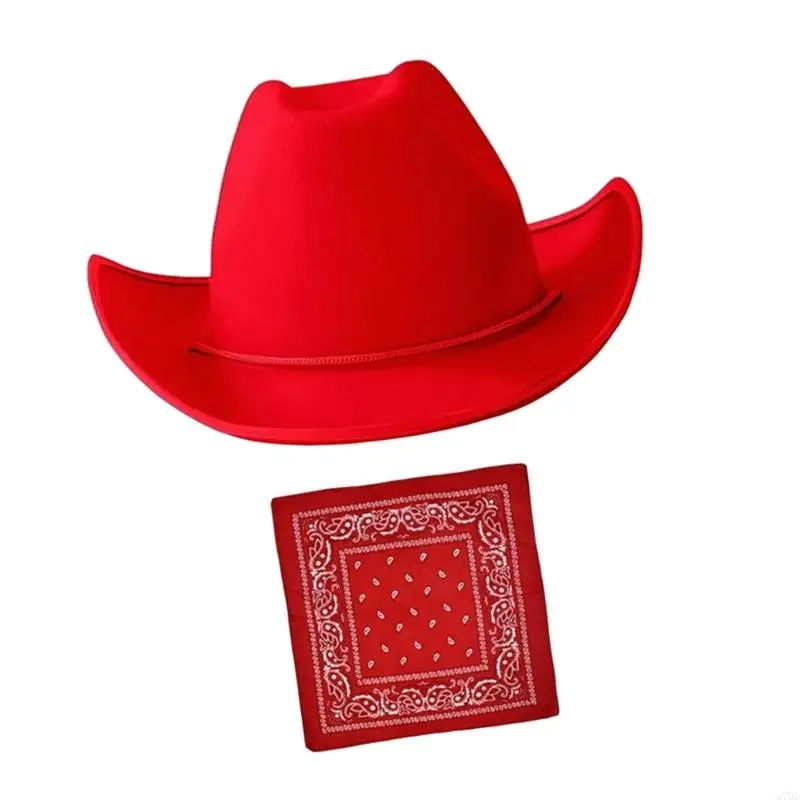 270d Kids Cowboy Hats Bandana Set บทบาทเล่นเครื่องแต่งกายสำหรับงานปาร์ตี้ธีมตะวันตกกิจกรรมกลางแจ้ง