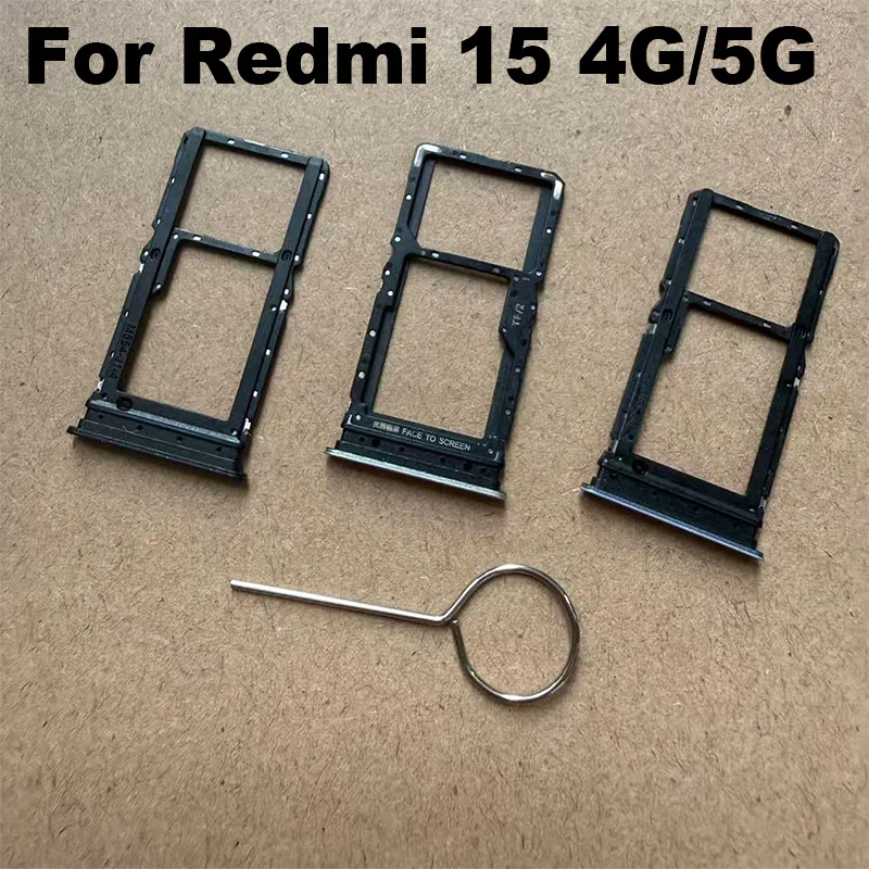 New For Xiaomi Redmi 15 4G 5G Sim Card Tray Slot Holder Socket Adapter Connector Repair Parts Replacement