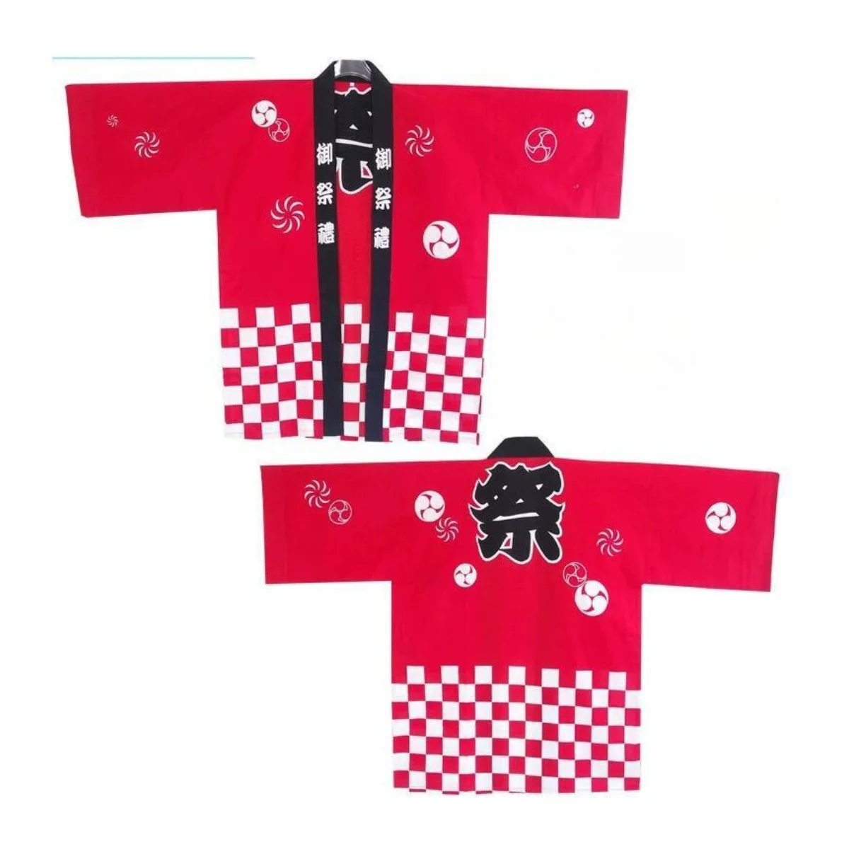 quimono-happi-japones-estilo-festival-com-estampa-xadrez-e-abertura-frontal-robe-curto-com-simbolo-tradicional-para-fantasia-de-festa-de-verao