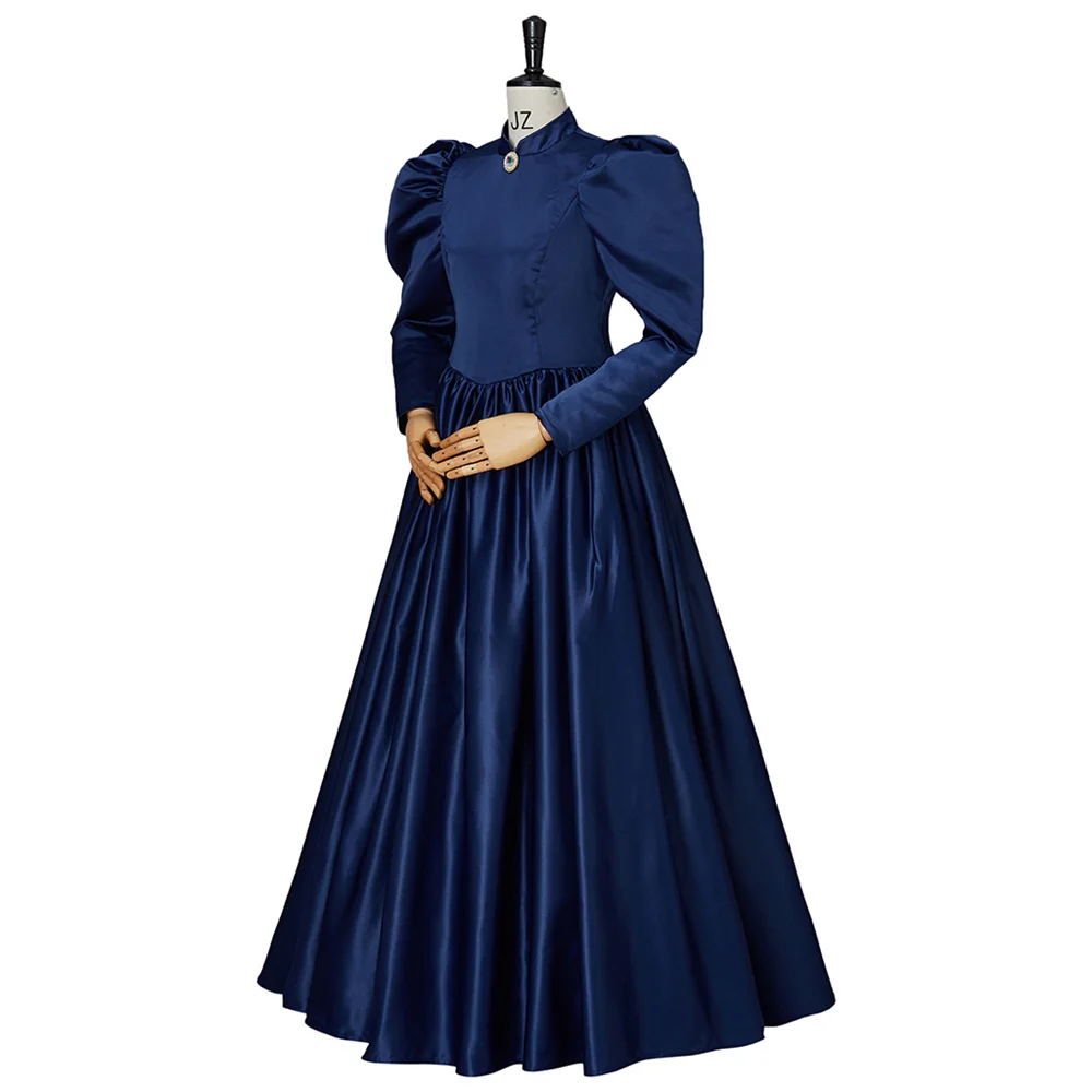 Victorian Gothic Vintage Blue Mourning Dress Adult Women Medieval Queen Princess  Christmas Carnival Ball Gown