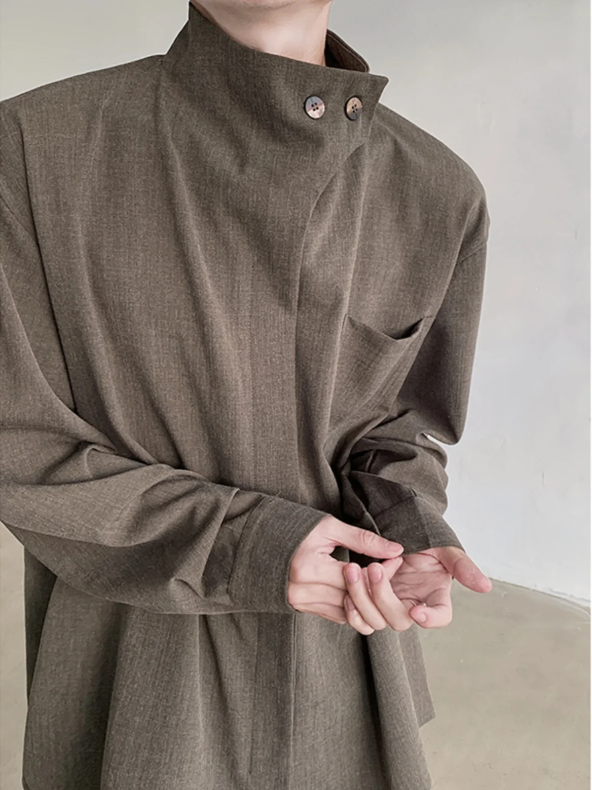 

Американский ретро коврик с воротником-стойкой irt с двумя пуговицами Gl Ele Personali Long Sve Пальто для подростков